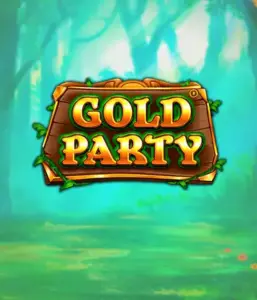 Discover the enchanted forest of Gold Party slot by Pragmatic Play, highlighting a beautifully designed wooden sign adorned with golden letters. The setting is a green forest which adds a mystical touch to the slot's theme. Great for fans of enchanted forest settings, promising a delightful gaming experience. 